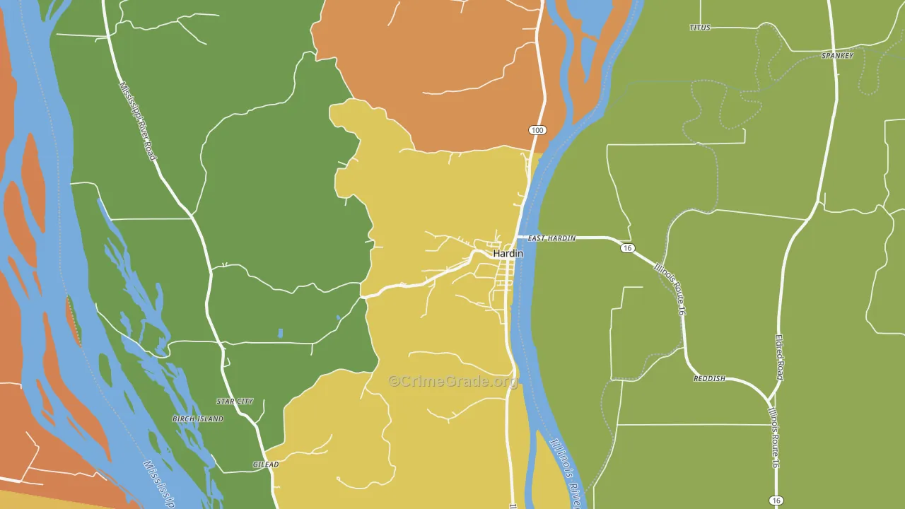 Hardin, IL Map of Assault Rates