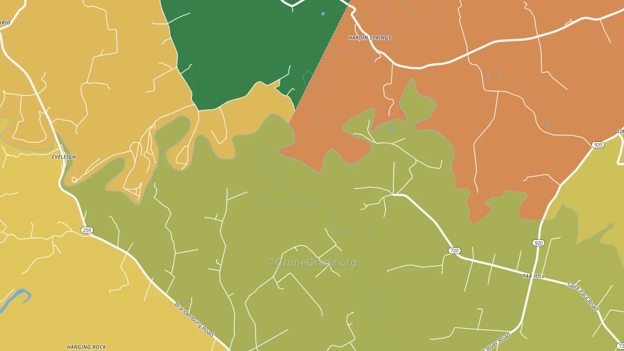 Hardin Springs, KY Map of Assault Rates