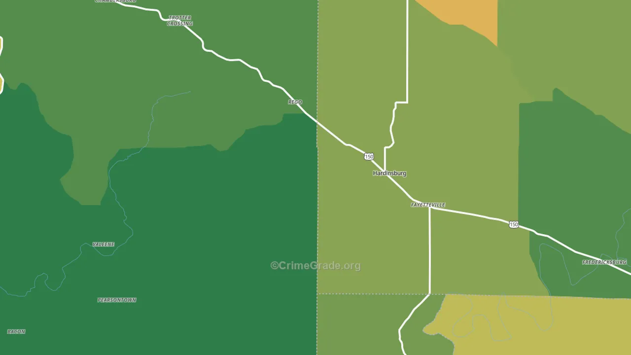Hardinsburg, IN Map of Assault Rates