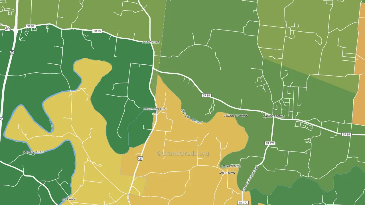 Hardison Mill, TN Map of Assault Rates