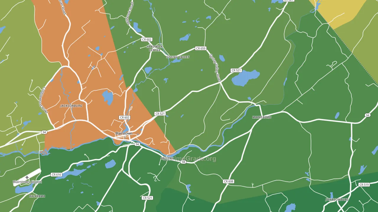 Hardwick, NJ Map of Assault Rates