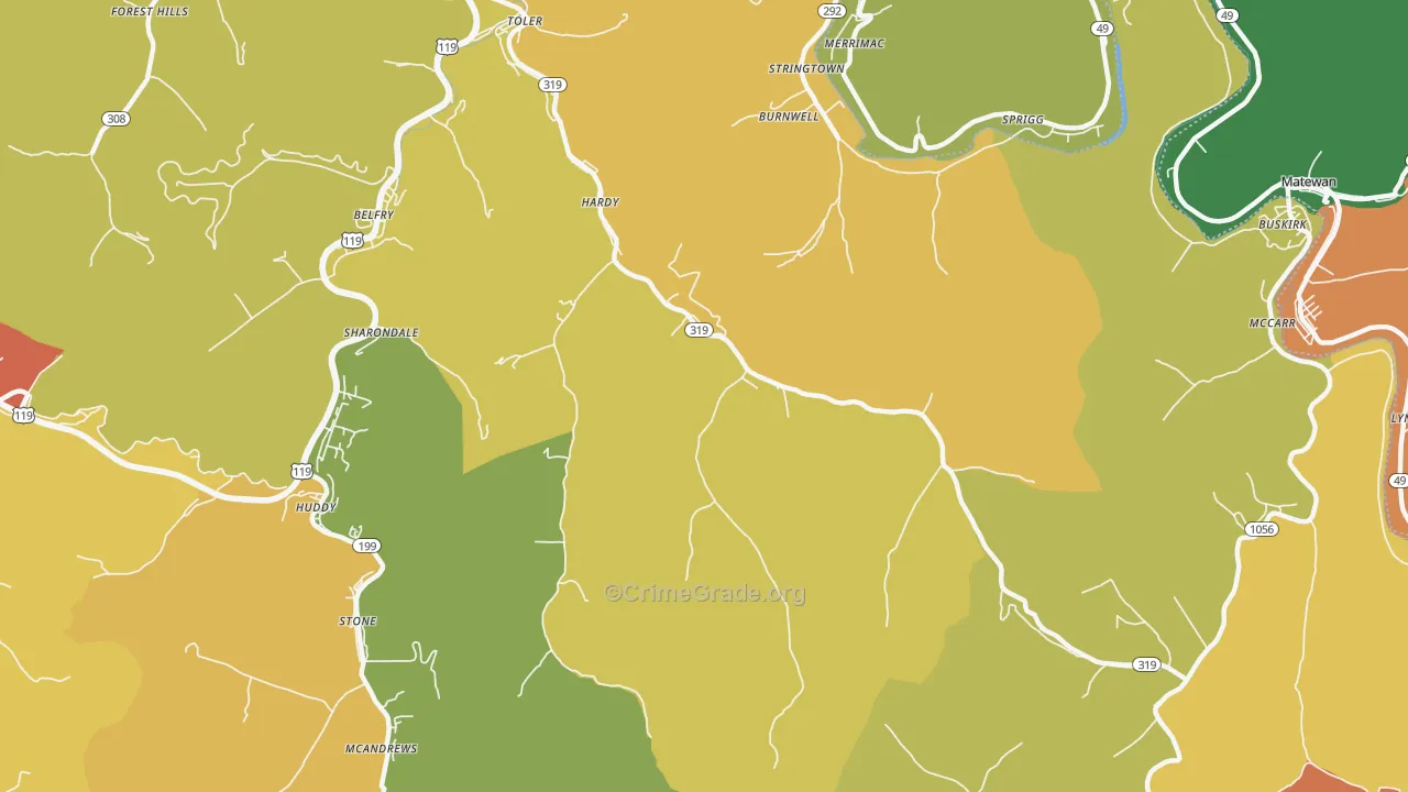 Hardy, KY Map of Assault Rates