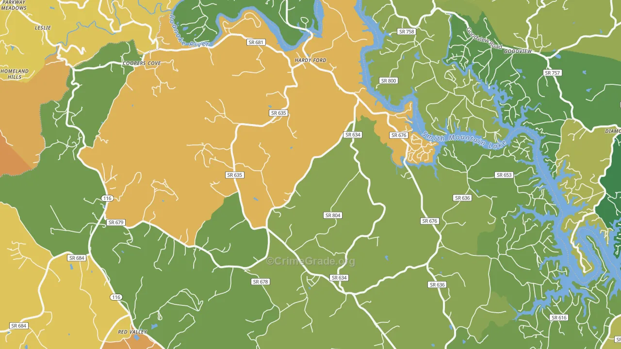 Hardy, VA Map of Assault Rates