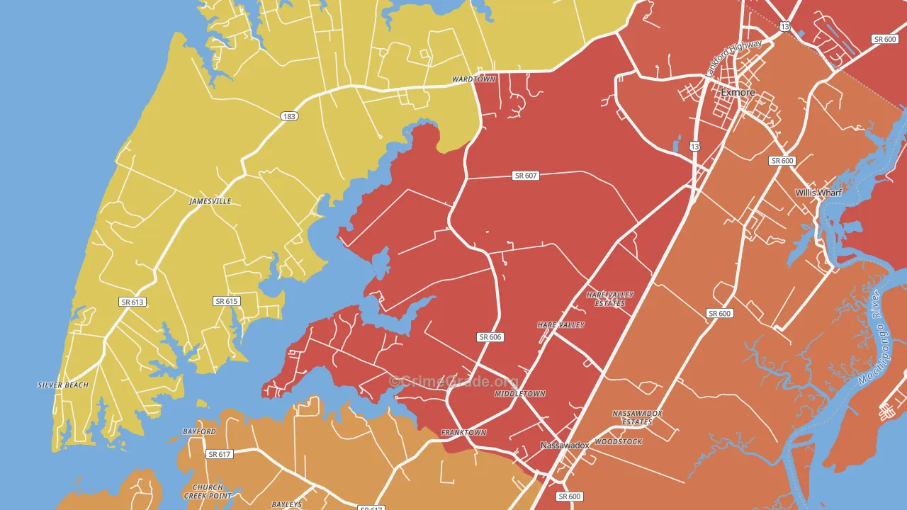 Hare Valley, VA Map of Assault Rates