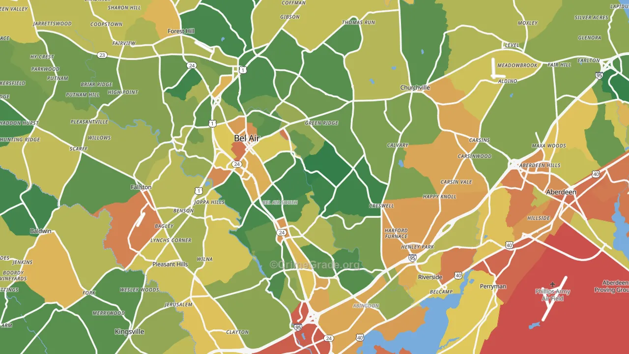 Harford County, MD Map of Assault Rates