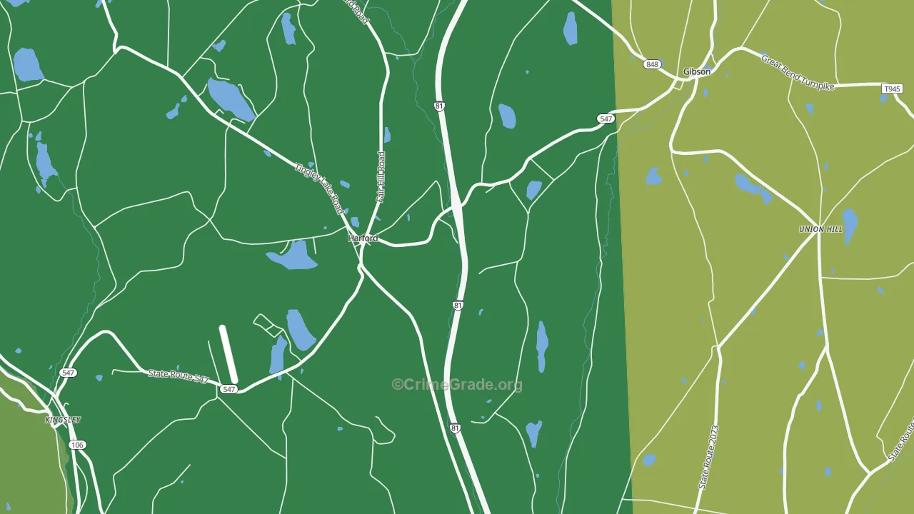 Harford, PA Map of Assault Rates