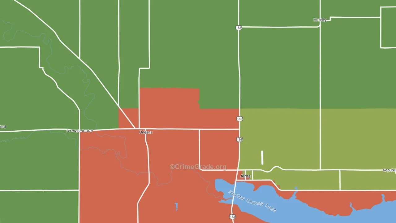 Harlan County, NE Map of Assault Rates