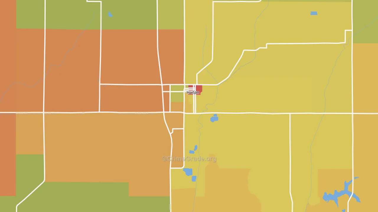 Harlan, IA Map of Assault Rates