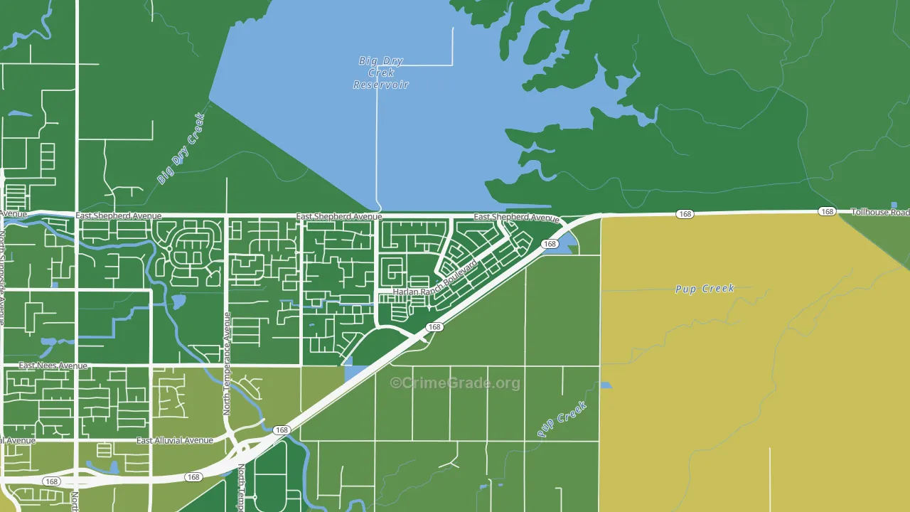 Harlan Ranch, Clovis, CA Map of Assault Rates