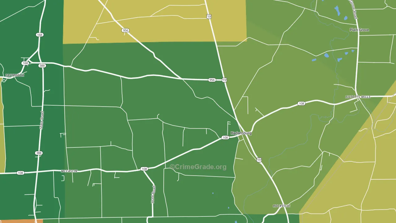 Harlansburg, PA Map of Assault Rates