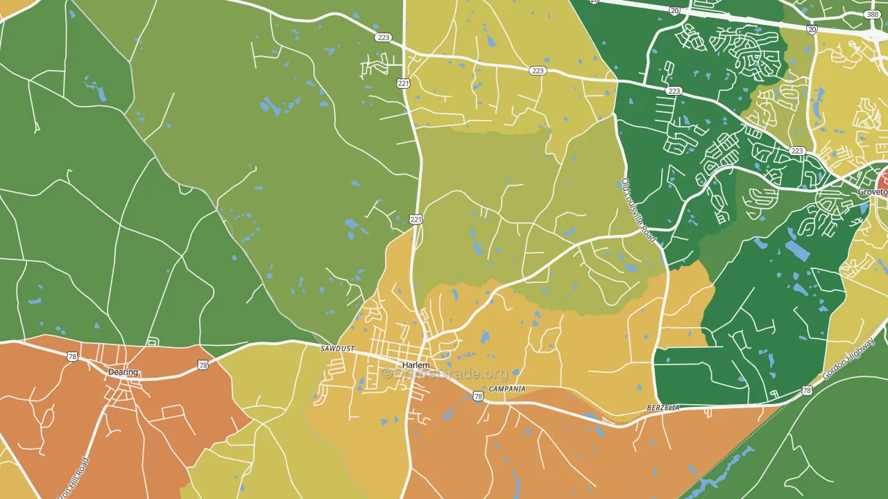 Harlem, GA Map of Assault Rates