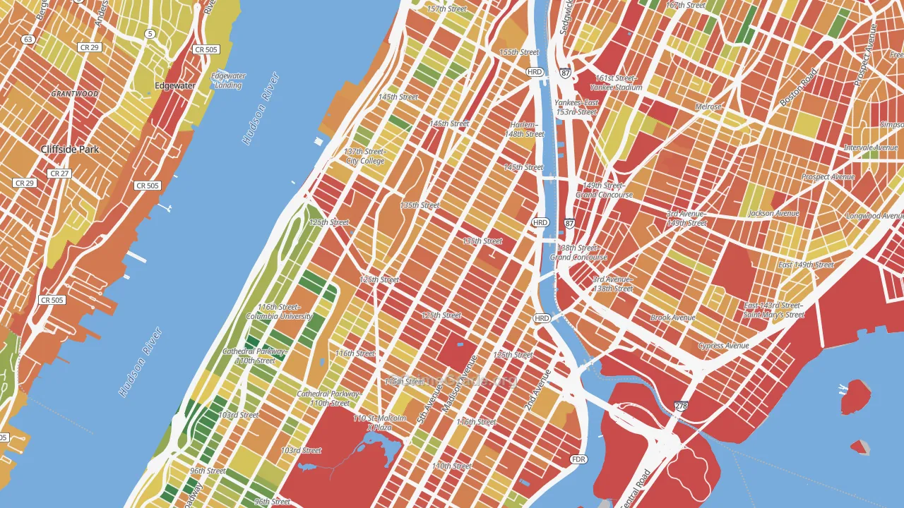 Harlem, Manhattan, NY Map of Assault Rates