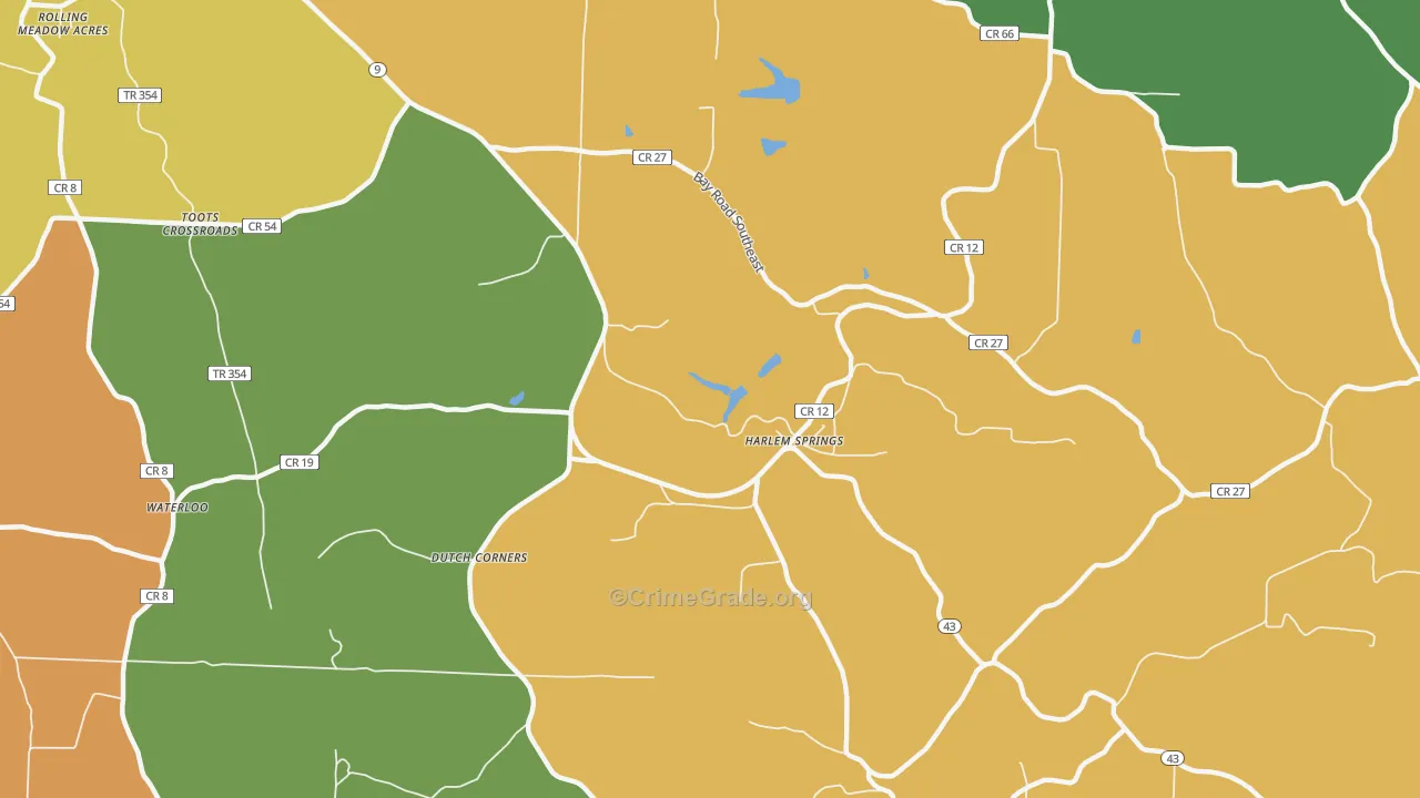 Harlem Springs, OH Map of Assault Rates