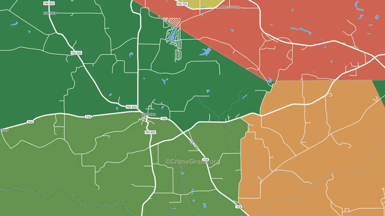 Harleton, TX Map of Assault Rates
