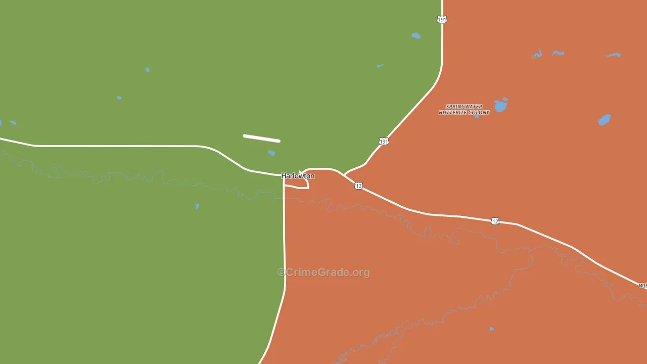 Harlowton, MT Map of Assault Rates