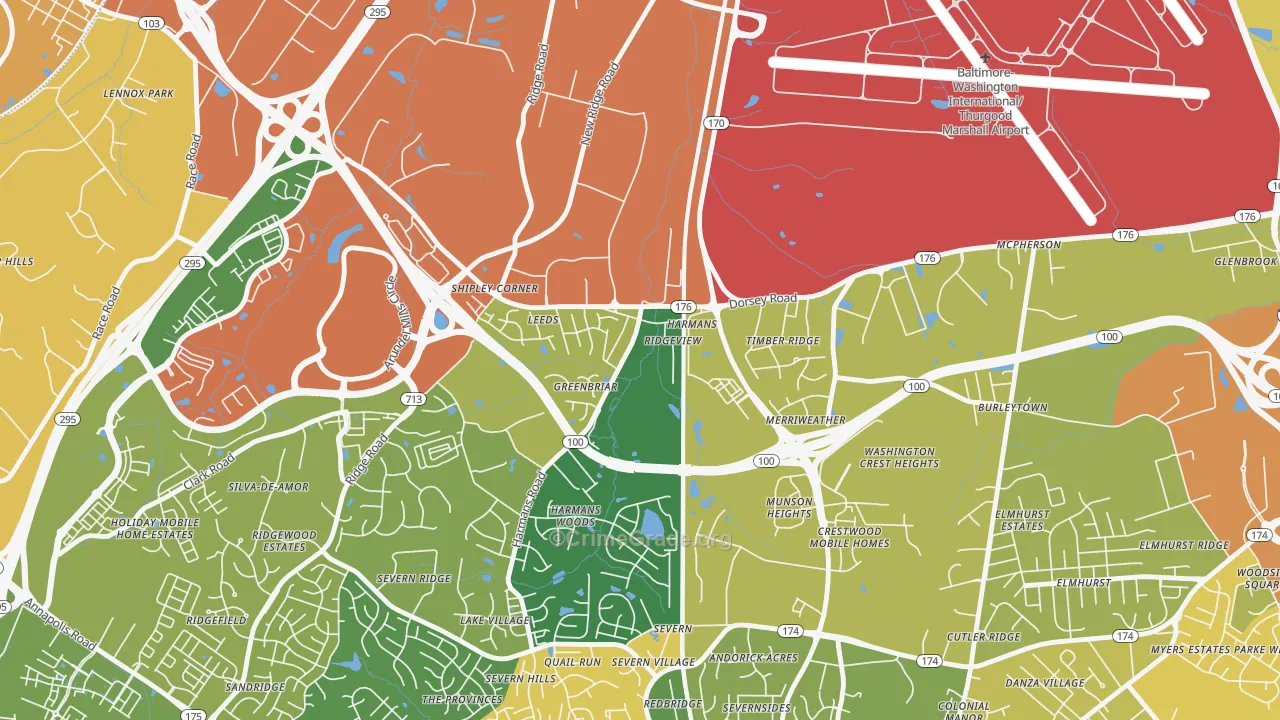 Harmans, MD Map of Assault Rates