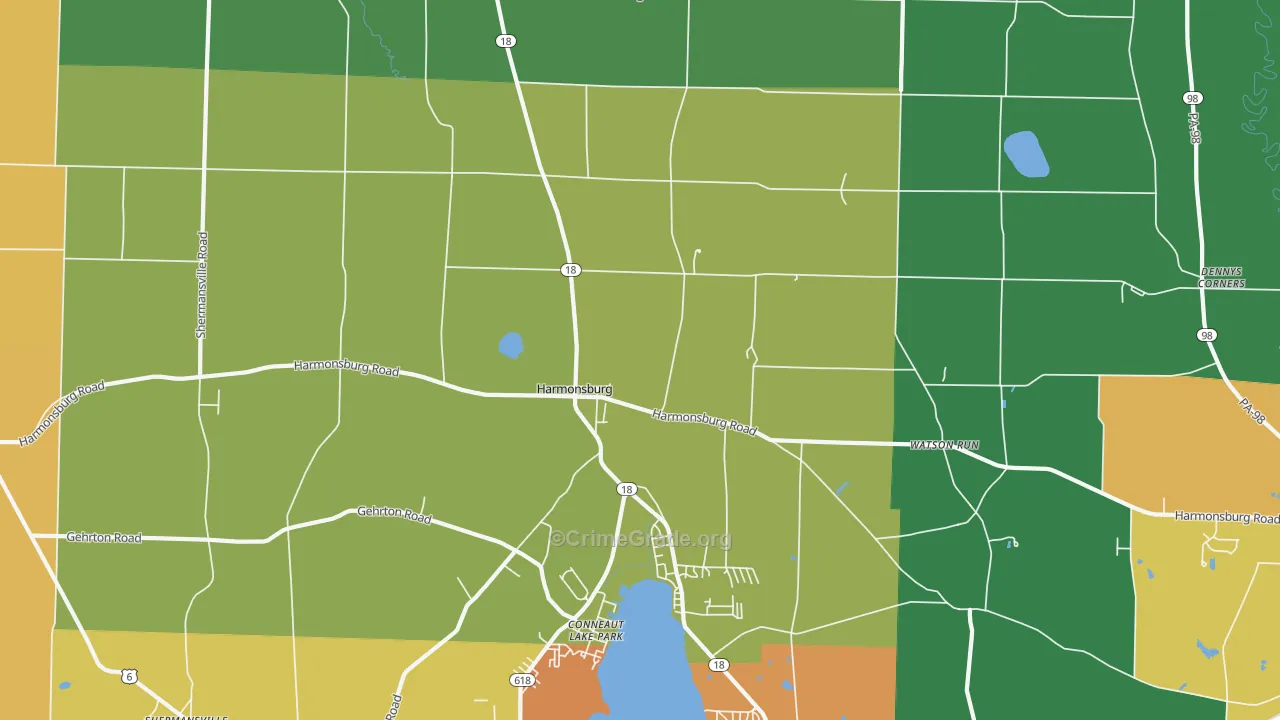 Harmonsburg, PA Map of Assault Rates