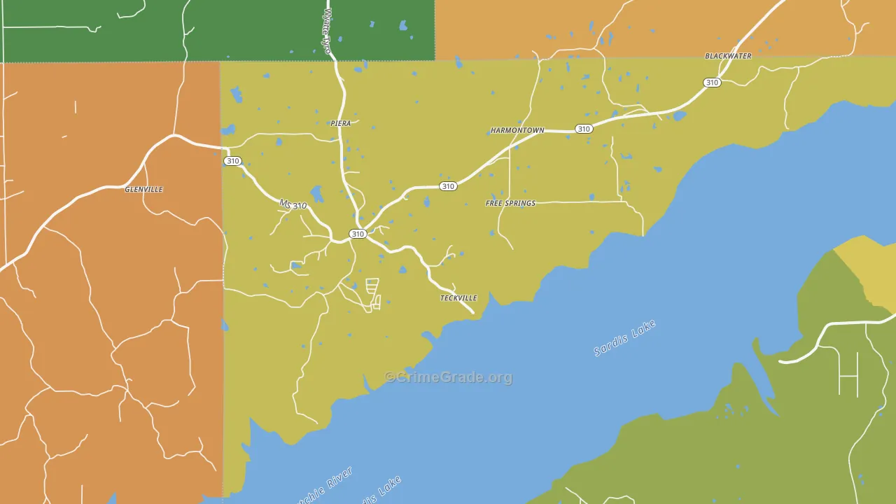 Harmontown, MS Map of Assault Rates