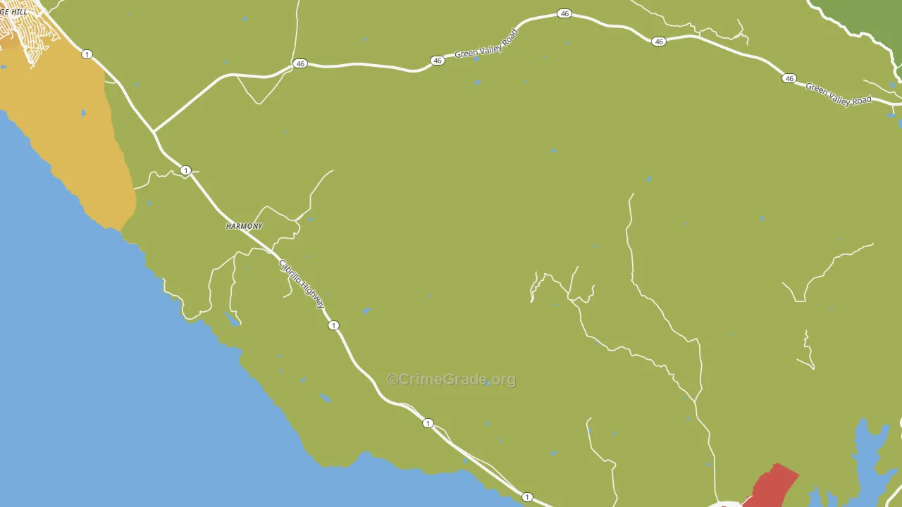 Harmony, CA Map of Assault Rates