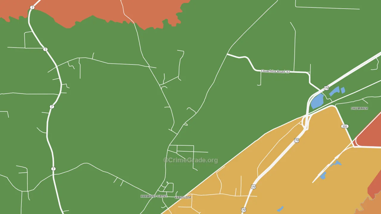 Harmony Grove, AR Map of Assault Rates