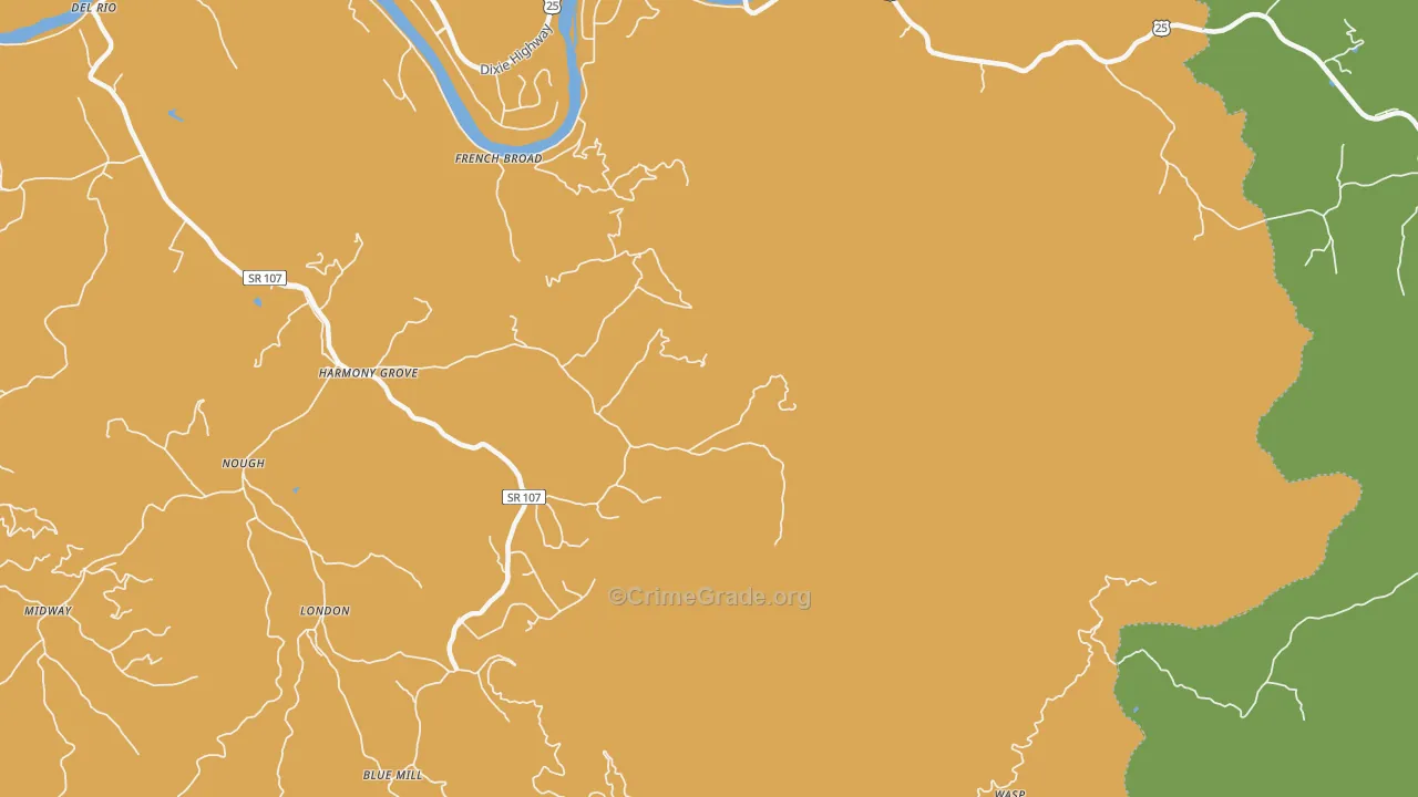 Harmony Grove, TN Map of Assault Rates