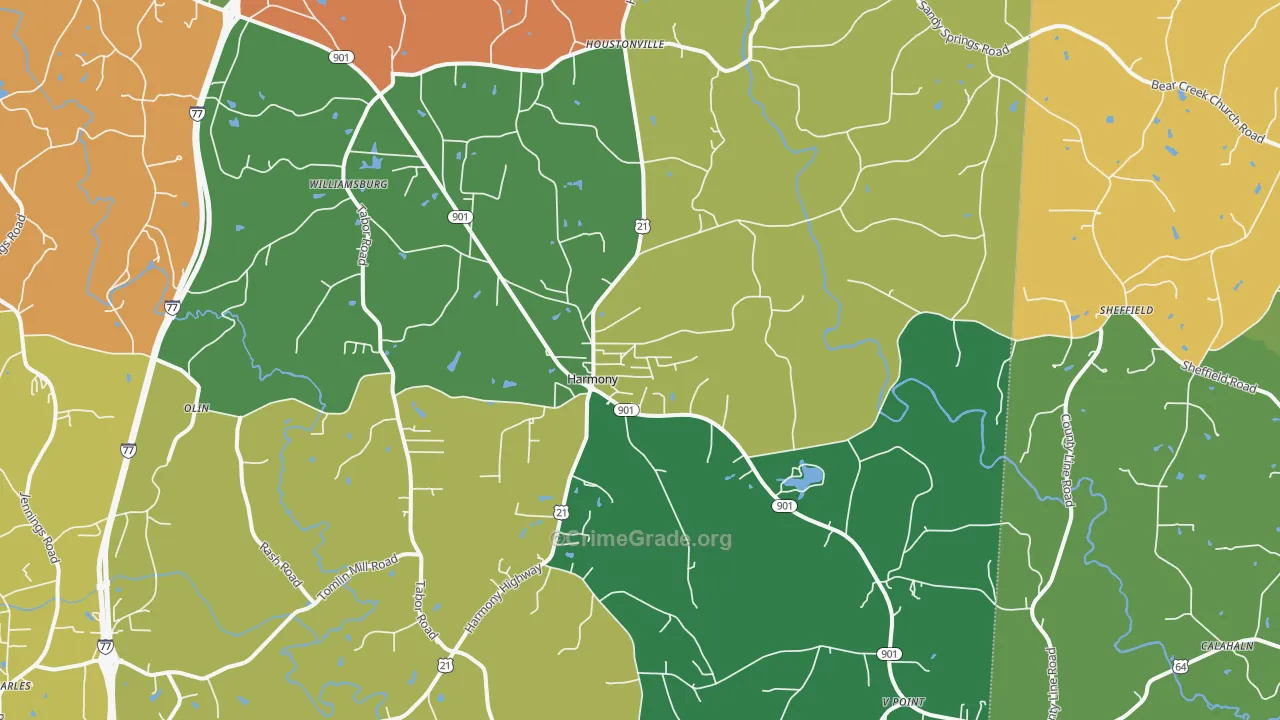 Harmony, NC Map of Assault Rates