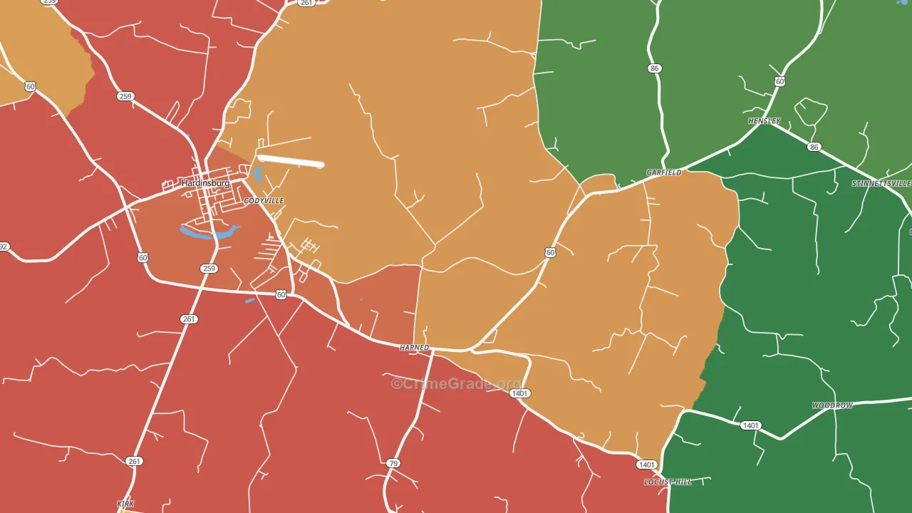 Harned, KY Map of Assault Rates