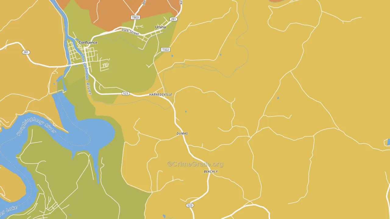 Harnedsville, PA Map of Assault Rates