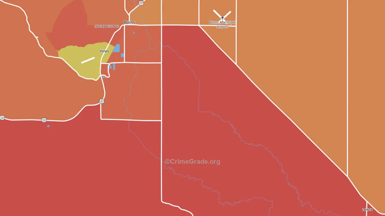 Harney County, OR Map of Assault Rates