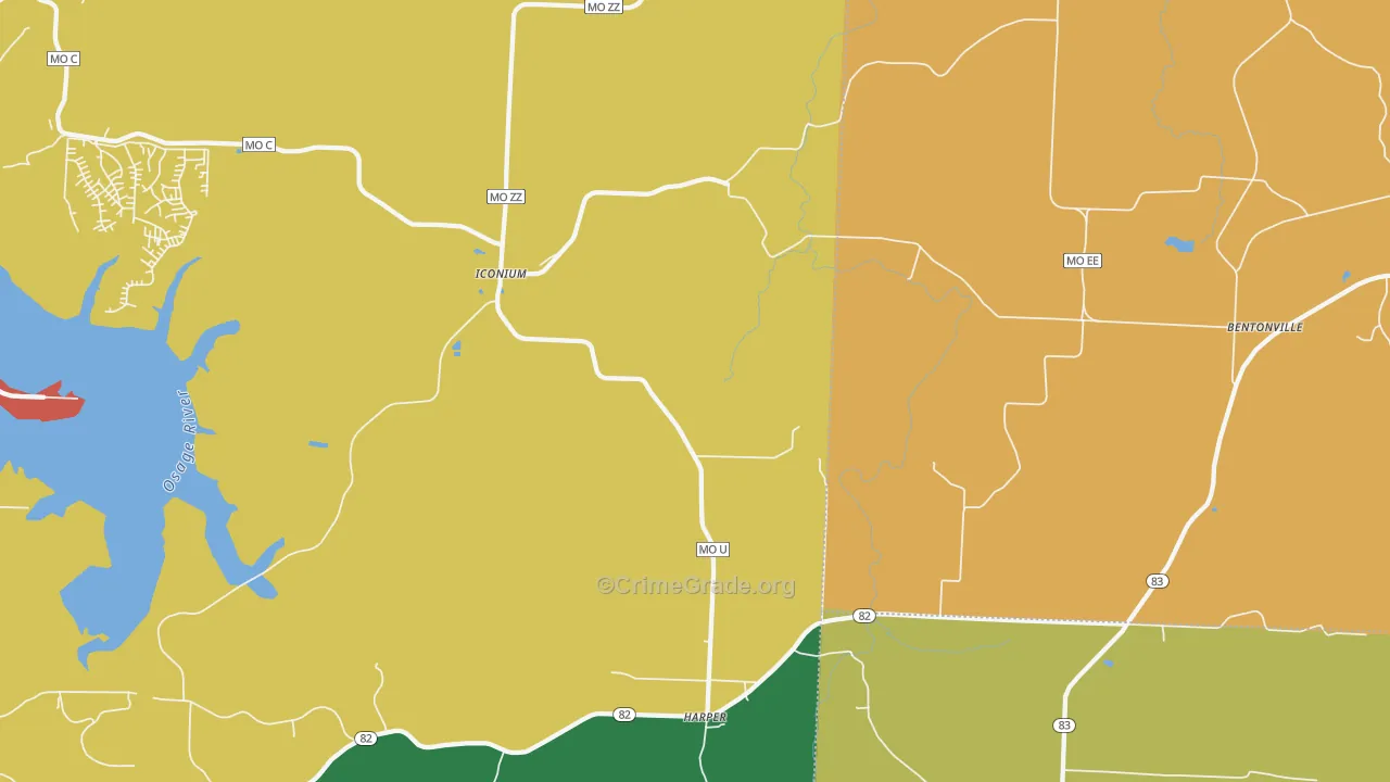 Harper, MO Map of Assault Rates