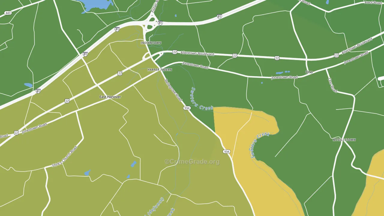 Harper Tavern, PA Map of Assault Rates