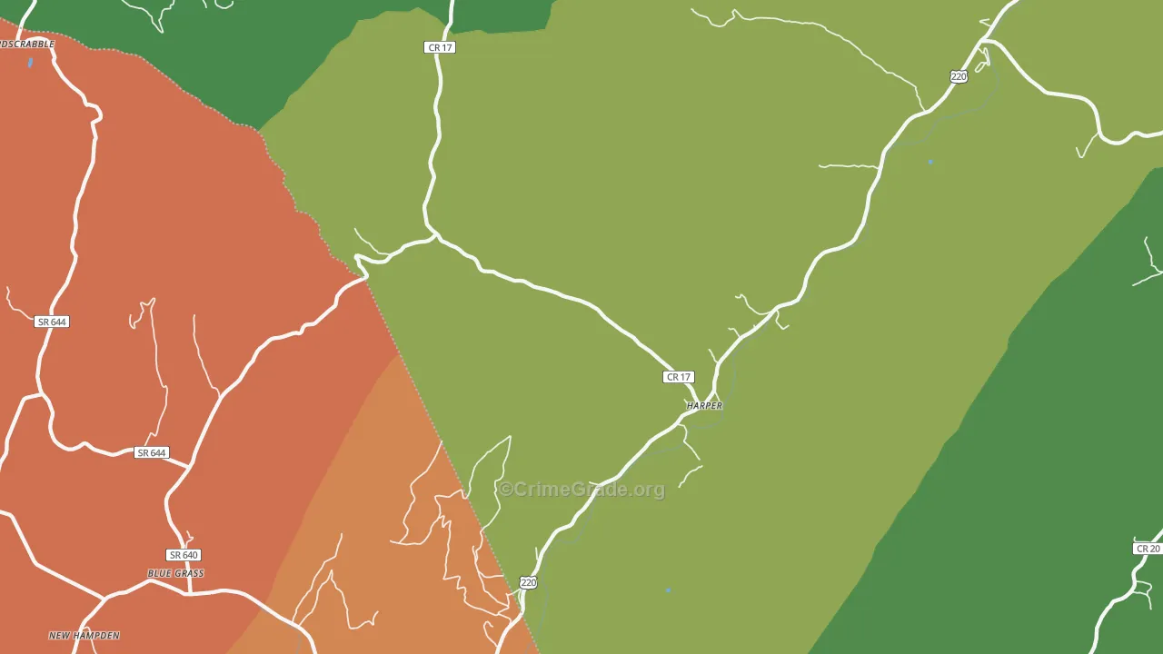 Harper, WV Map of Assault Rates