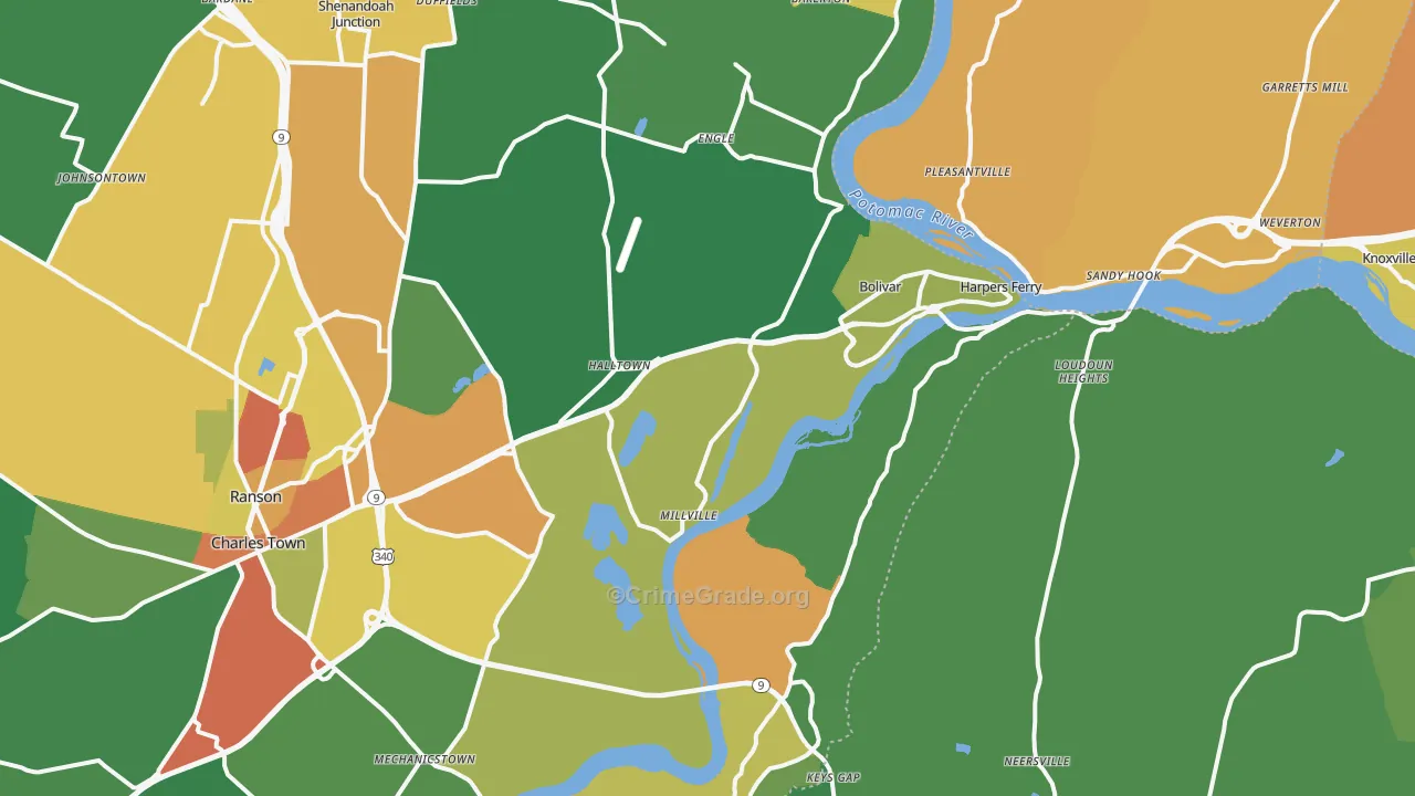 Harpers Ferry, WV Map of Assault Rates