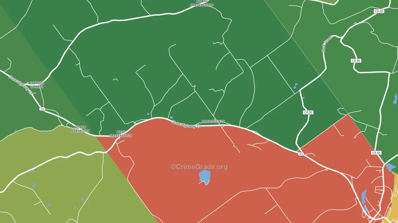 Harpersfield, NY Map of Assault Rates