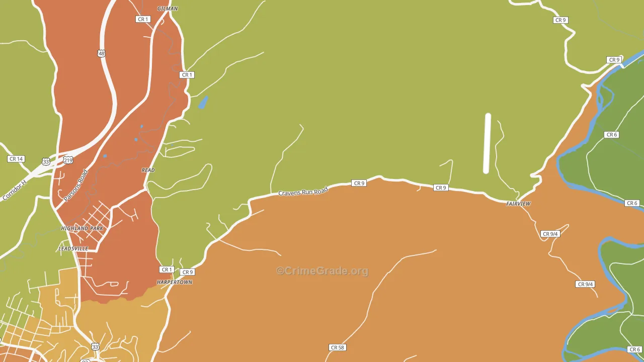 Harpertown, WV Map of Assault Rates