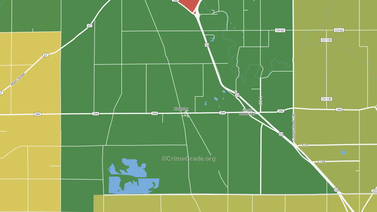 Harpster, OH Map of Assault Rates