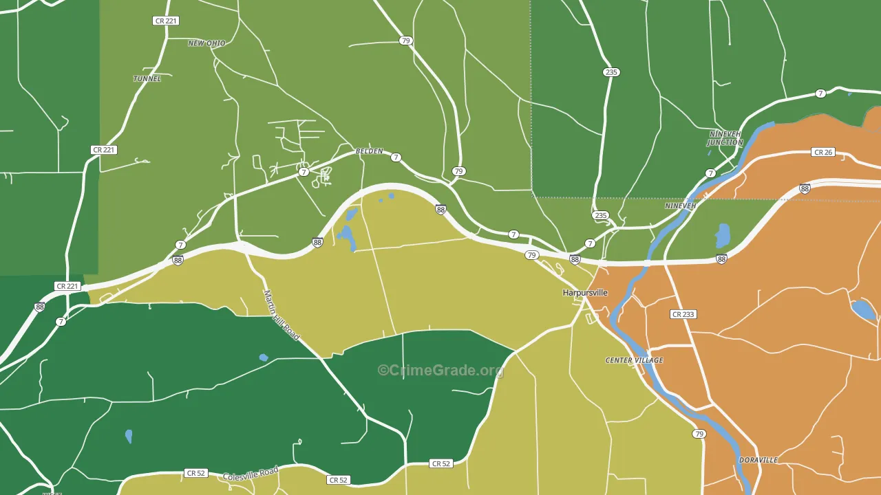 Harpursville, NY Map of Assault Rates