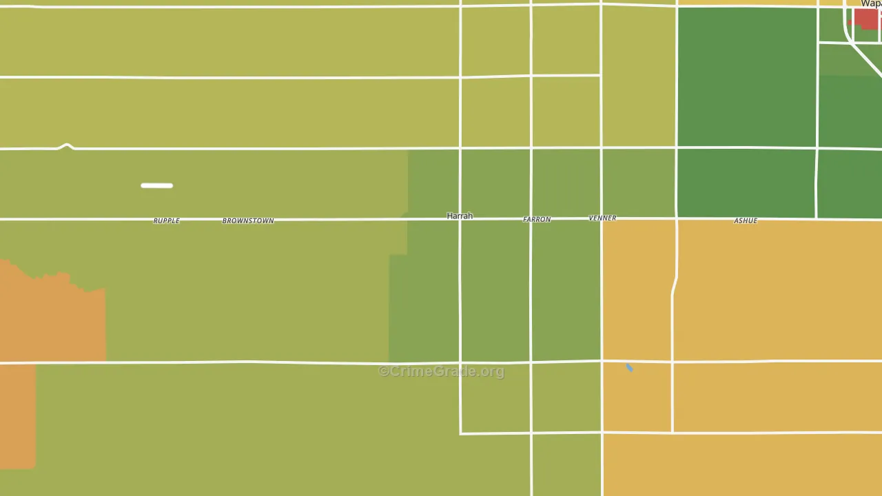 Harrah, WA Map of Assault Rates