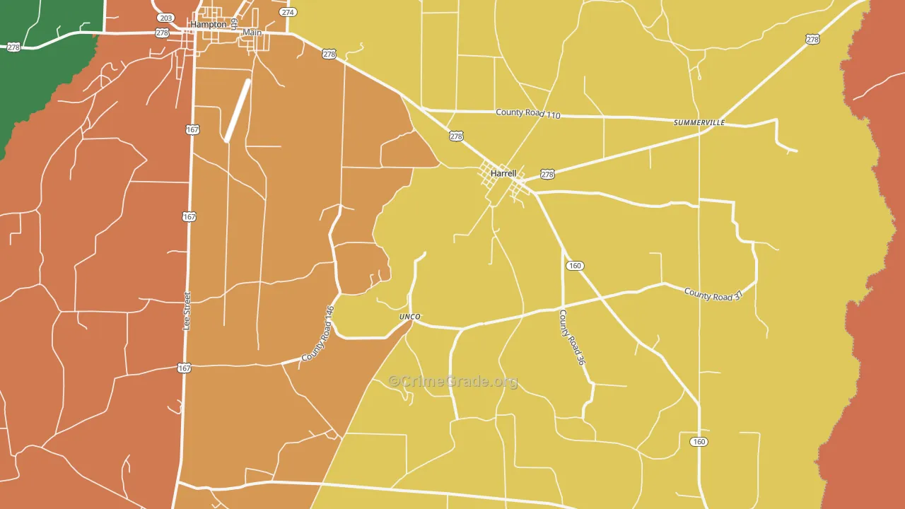Harrell, AR Map of Assault Rates