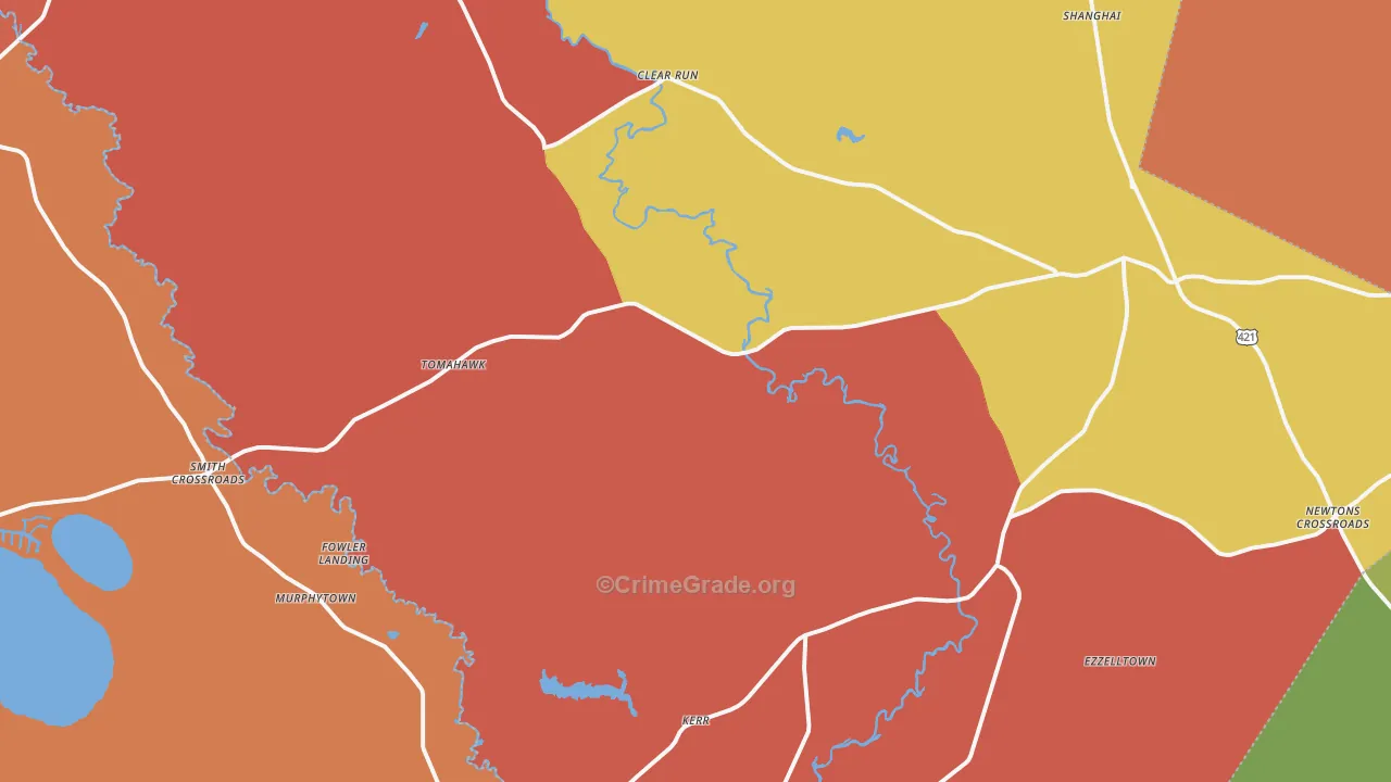Harrells, NC Map of Assault Rates