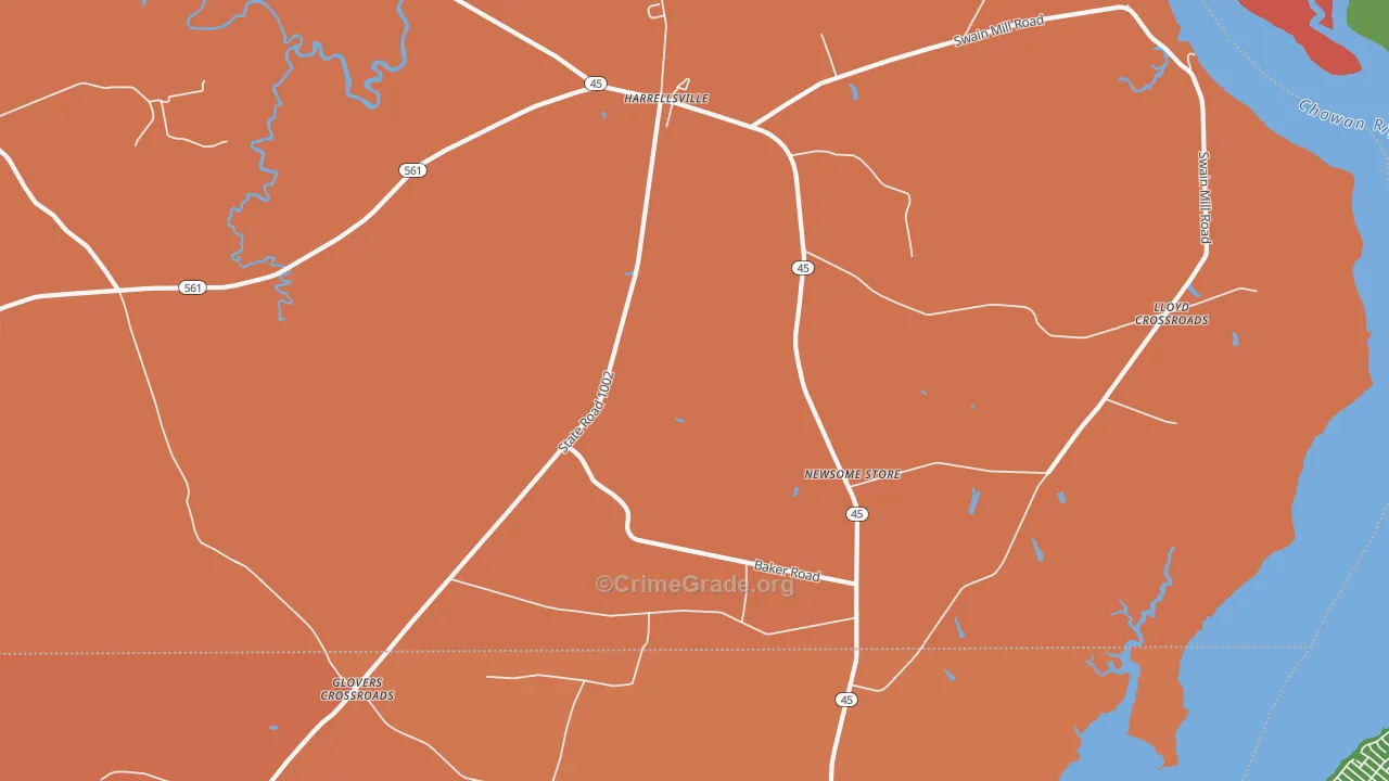 Harrellsville, NC Map of Assault Rates