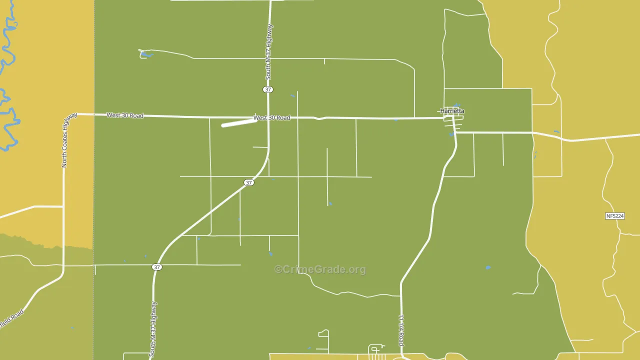 Harrietta, MI Map of Assault Rates