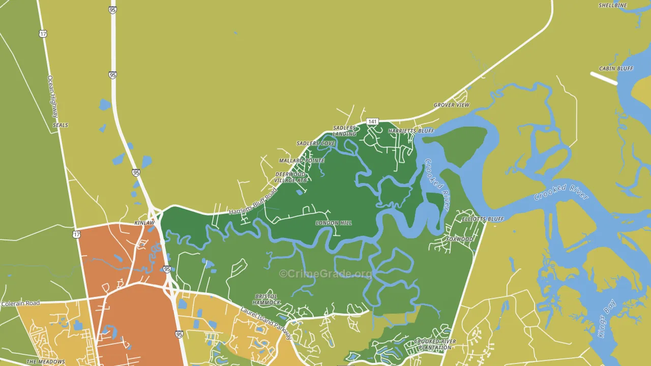 Harrietts Bluff, GA Map of Assault Rates
