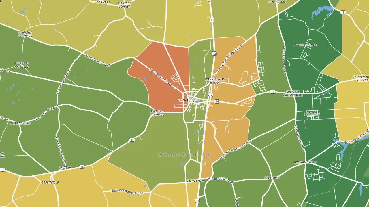 Harrington, DE Map of Assault Rates