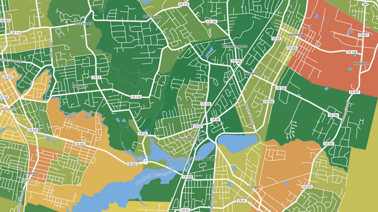 Harrington Park, NJ Map of Assault Rates