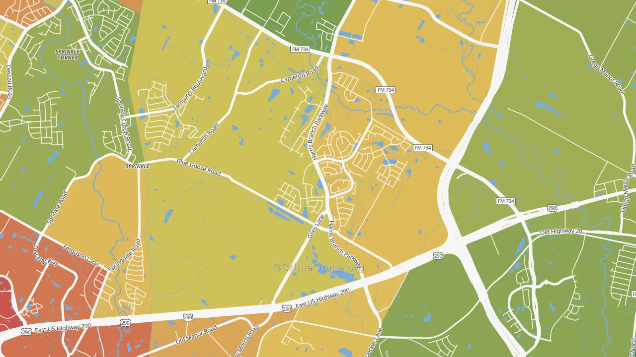 Harris Branch, Austin, TX Map of Assault Rates