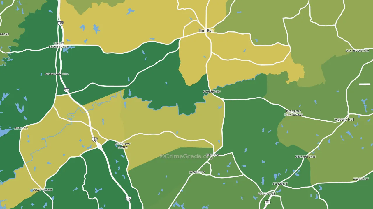 Harris County, GA Map of Assault Rates