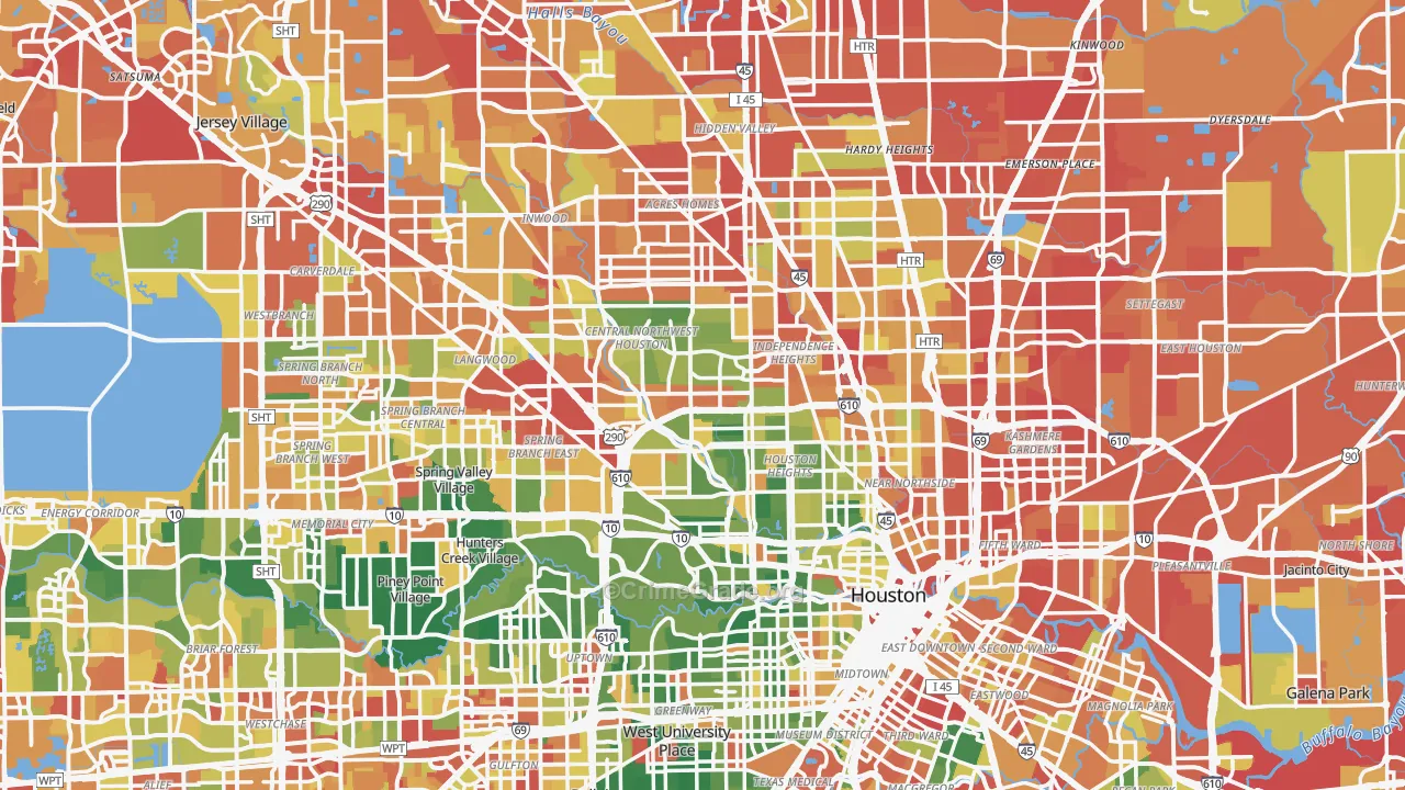 Harris County, TX Map of Assault Rates