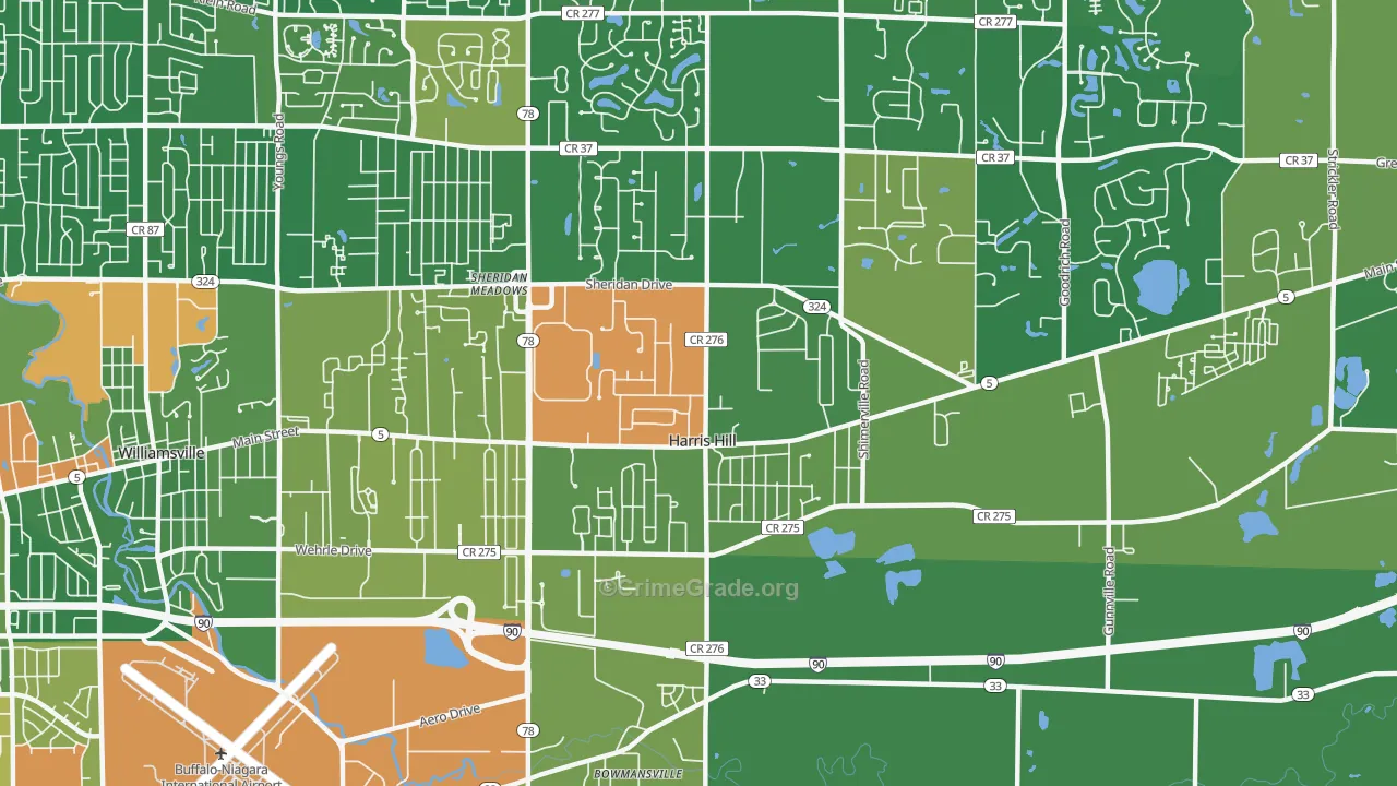 Harris Hill, NY Map of Assault Rates
