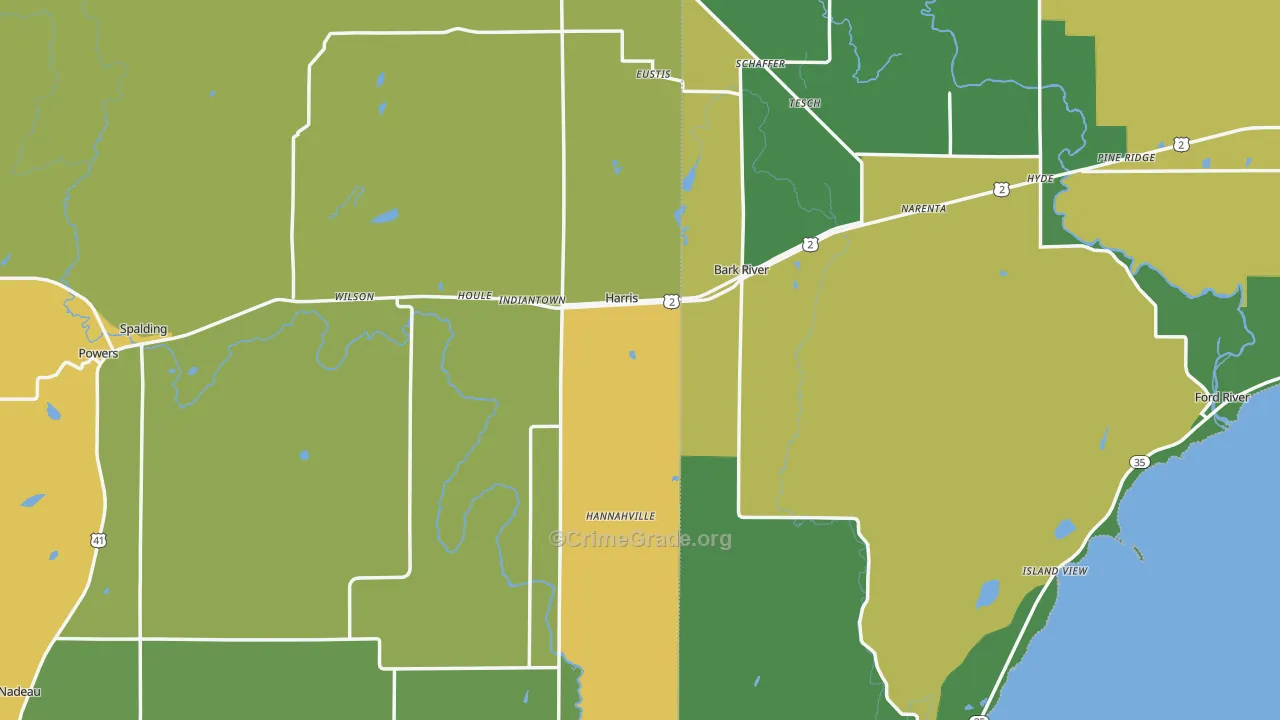 Harris, MI Map of Assault Rates